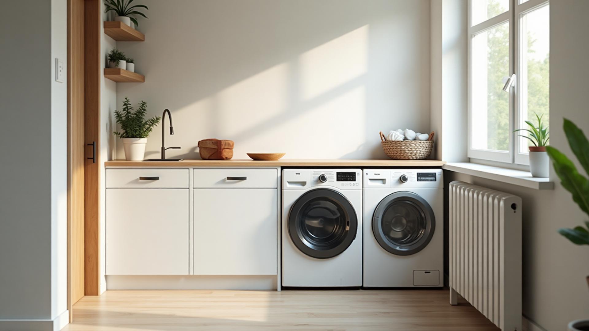 Modern laundry room with washer and dryer